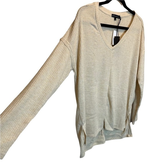 Gibson Look Thermal V-Neck Tunic in Oat / Beige Medium NWT NEW - Picture 3 of 7
